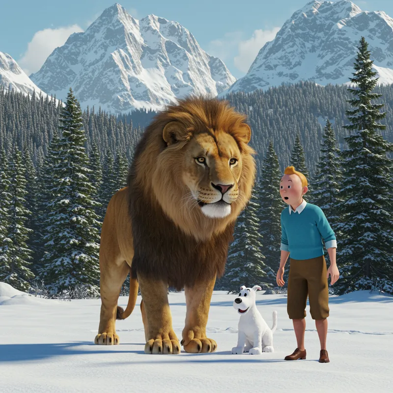Tintin and Grandlion in Canada