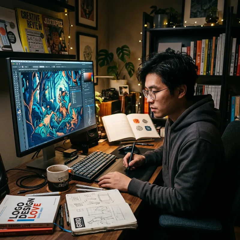 Expert Graphic Designer Crafting Stunning Digital Art