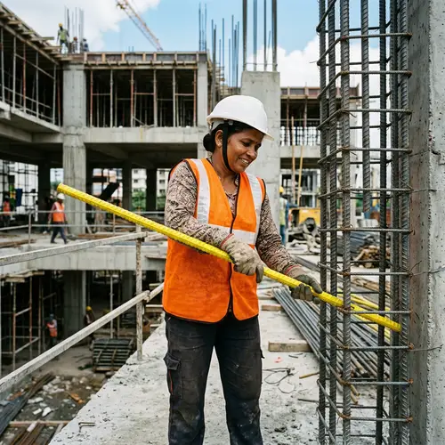 Yellow Color TMT Bar in Building Construction | Worker Scenario