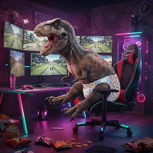 T-Rex in Diapers: A Gamer's Delight