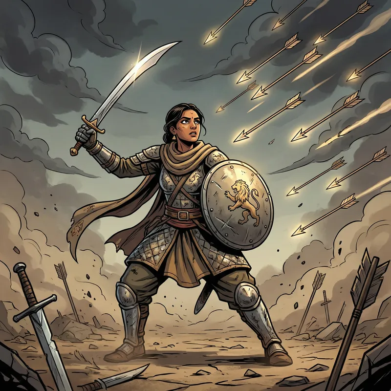 3D South Asian Female Soldier in Battle with Arrows 3D South Asian Female Soldier in Battle with Arrows