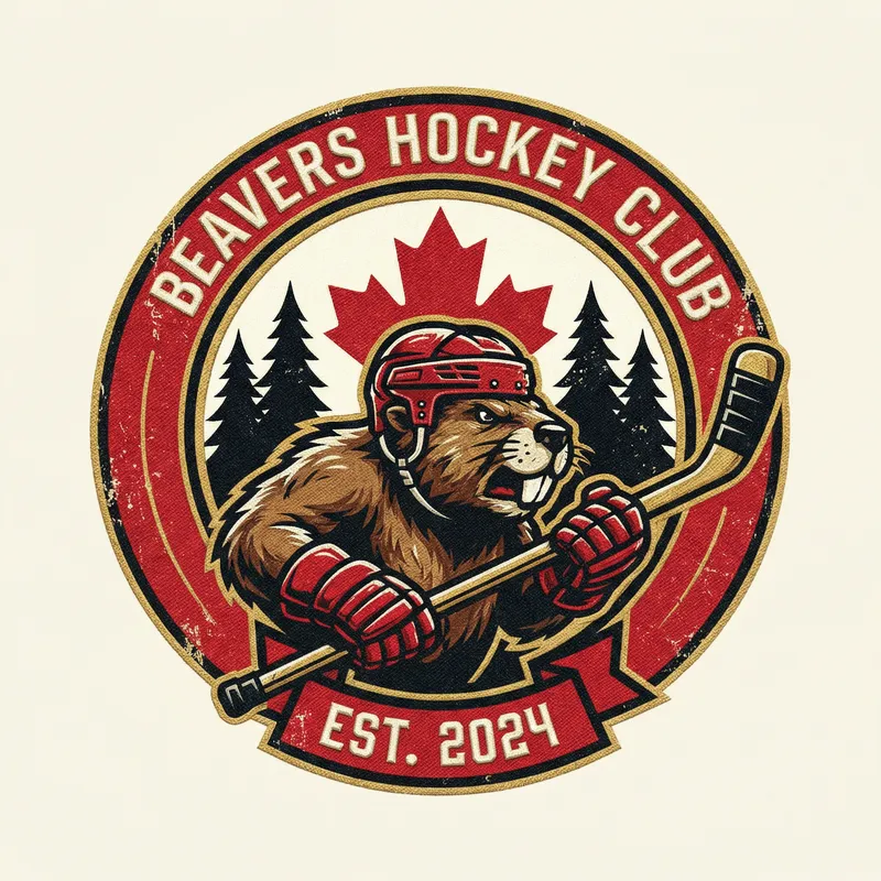 Beavers Hockey Team Logo Design | Red, Black, Gold