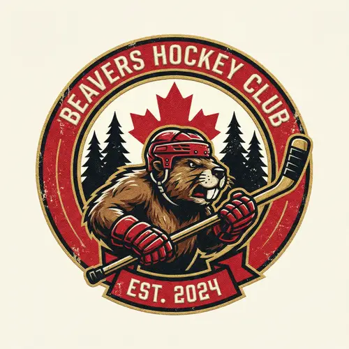 Beavers Hockey Team Logo Design | Red, Black, Gold