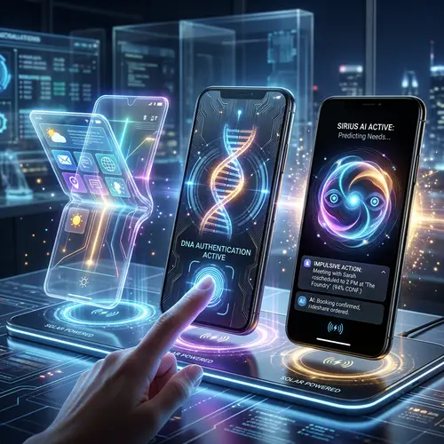 Futuristic Mobile Phones with Holographic Displays and AI Assistants