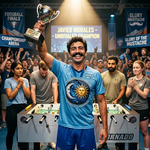 Unrivaled Foosball Champion with Glorious Mustache