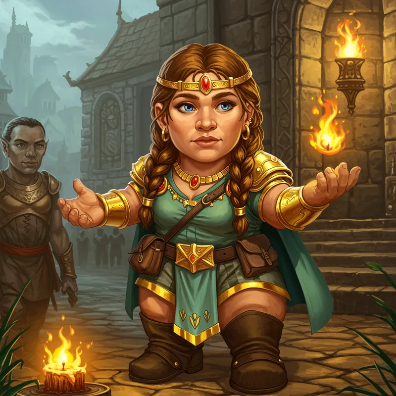 Fantasy Princess Dwarf in Medieval Scene
