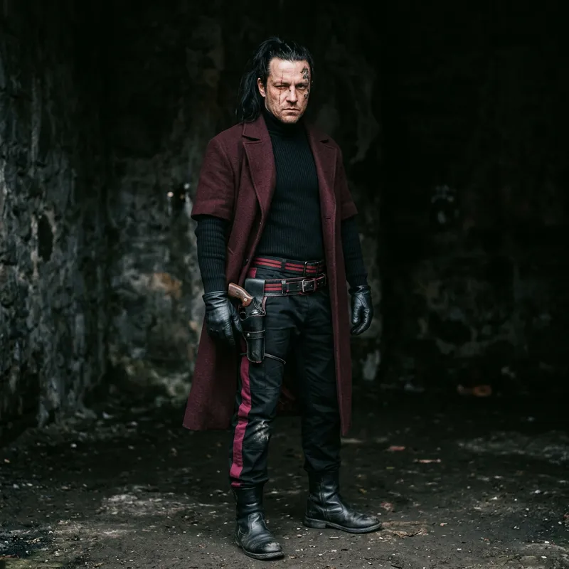 Mysterious Man with Long Black Hair, Scar, and Dragon Tattoo Mysterious Man with Long Black Hair, Scar, and Dragon Tattoo