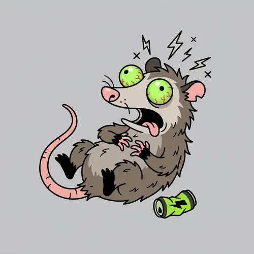 Dramatic Possum Caricature Vector Graphic for Heart Attack Theme