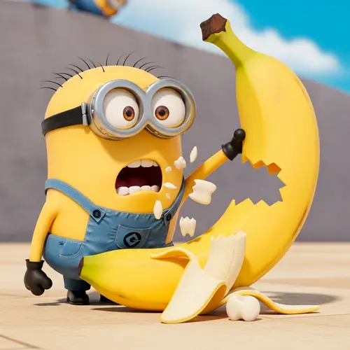 Minion Breaks Tooth While Eating a Banana