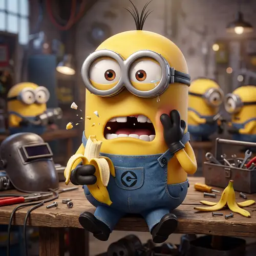 Minion Breaks Tooth While Eating a Banana