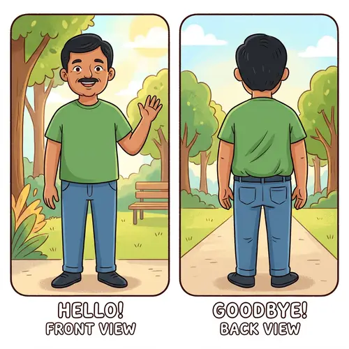 Cheerful South Asian Man Cartoon Character in Dual Frames