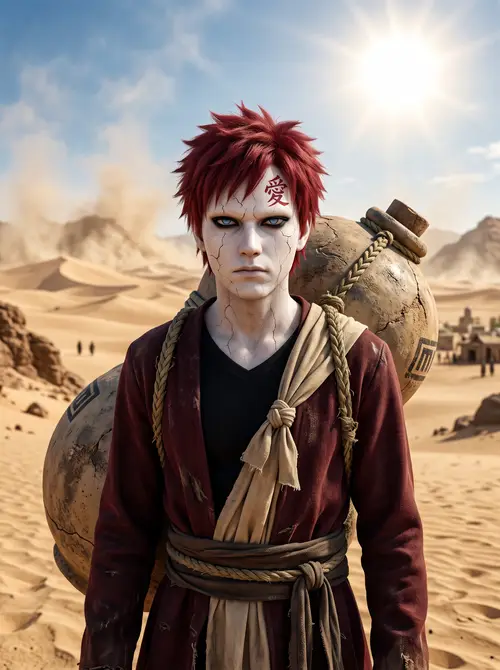 Ultra-Realistic Demon Design with Red Hair and Tattoo