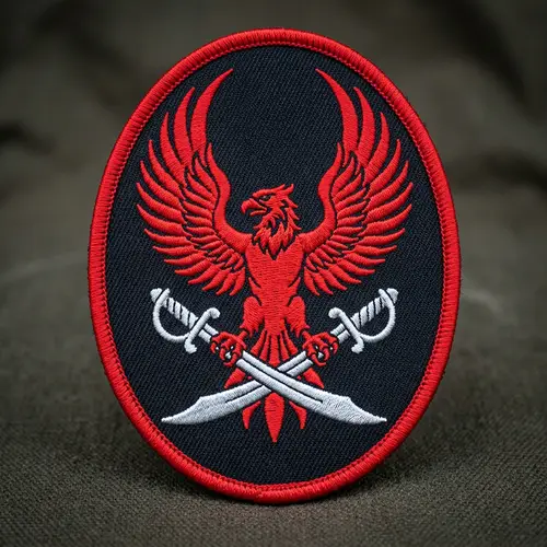 Red Phoenix Military Patch with Crossed Cutlasses