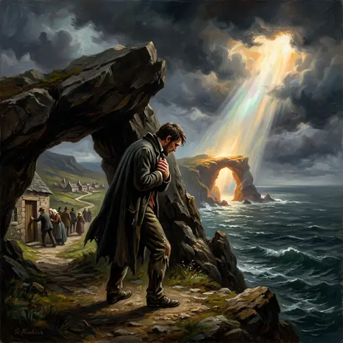 Late-19th-Century Romanticism Oil Painting: Emotions in Turmoil