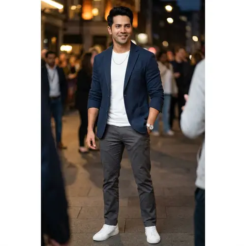 Confident South-Asian Actor Look: Stylish Outfit & Charming Smile