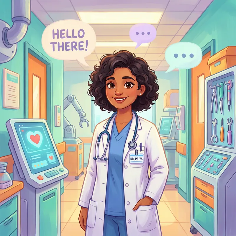 Vibrant Cartoon Doctor in Modern Hospital