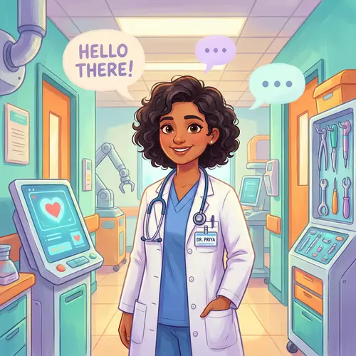 Vibrant Cartoon Doctor in Modern Hospital