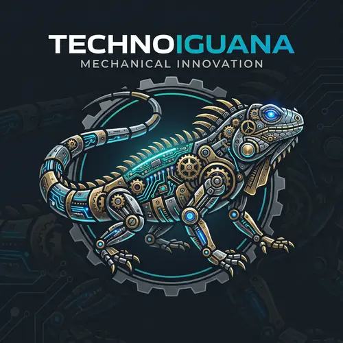 Mechanical and Electronic Iguana Logo Design | Tech-Inspired Reptile Art