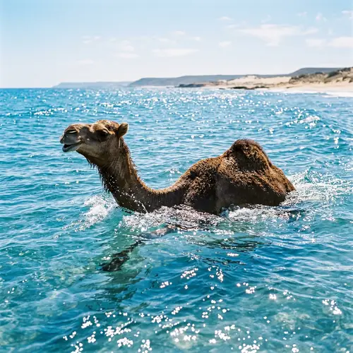 Camel Swimming in Sea - Joyful and Graceful Ocean Glide