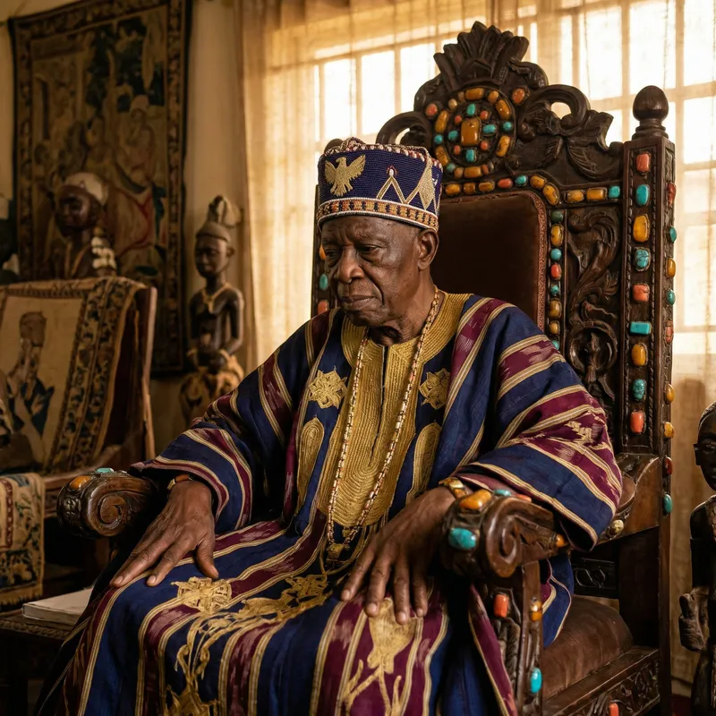 African King Sitting on Throne - Wisdom and Nobility Captured