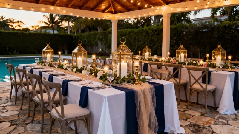Elegant Miami Poolside Dinner Party Setup