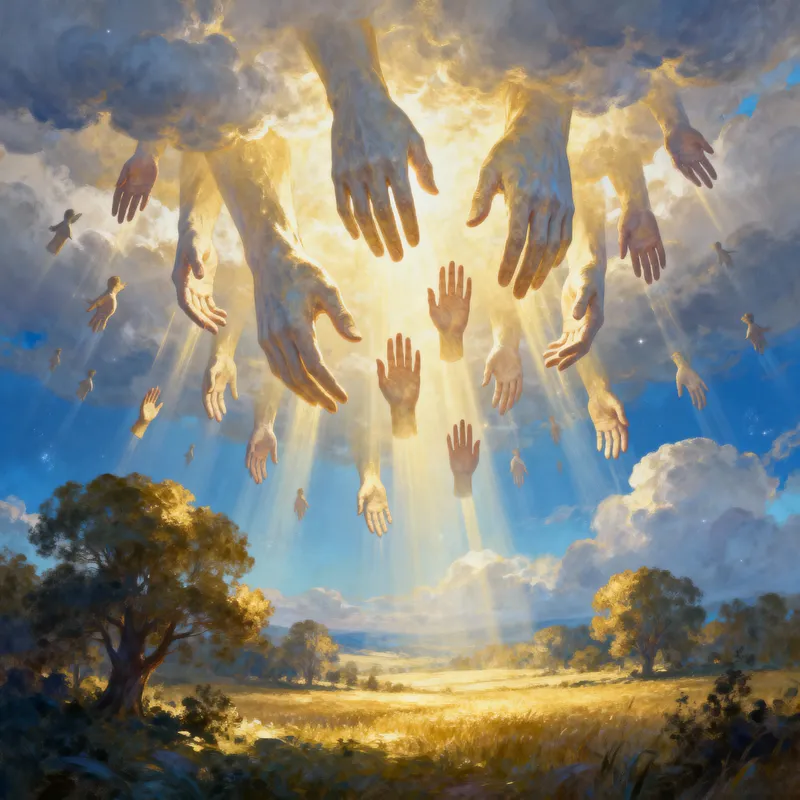 Luminous Divine Hands: Ethereal Ambience Revealed