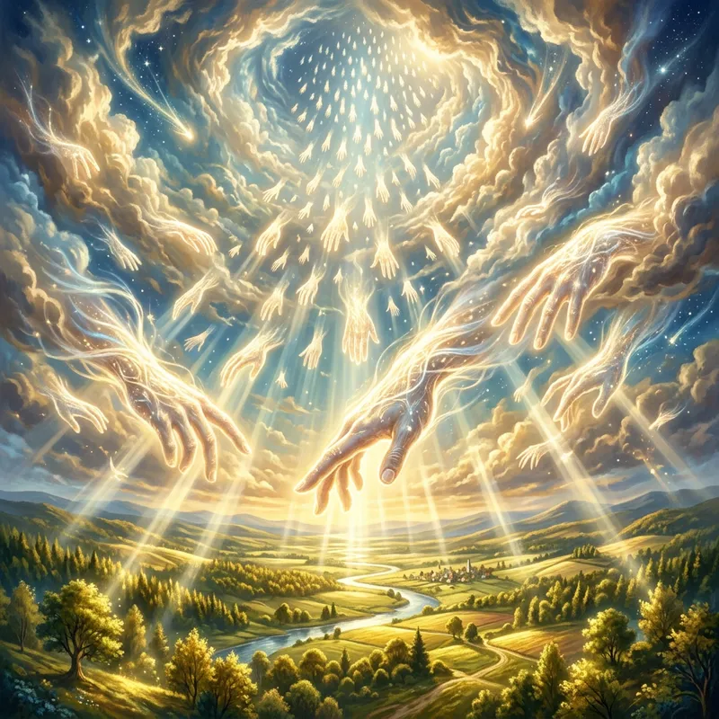 Luminous Divine Hands: Ethereal Ambience Revealed