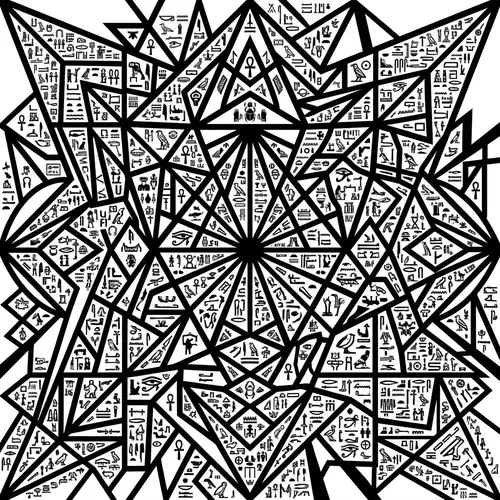 Geometric Black and White with Hieroglyphics