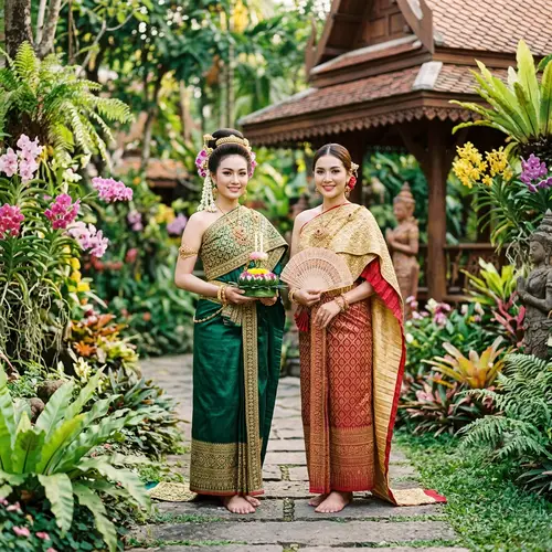 Elegant Thai Women in Traditional Costumes