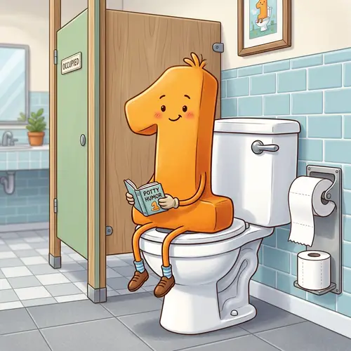 Whimsical Number 1 on a Toilet - Fun Cartoon Design