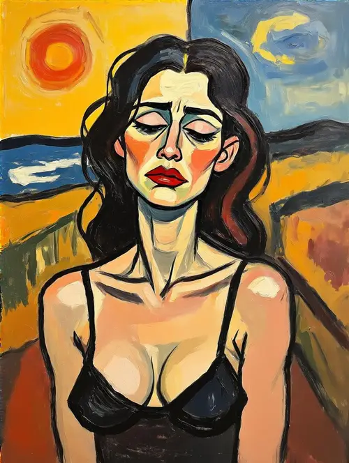 Vibrant Expressionist Oil Painting of a Female Model