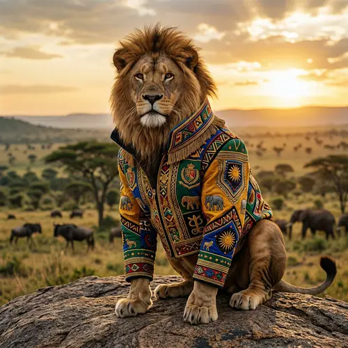 Majestic Lion in a Stylish Jacket | Unique Animal Fashion