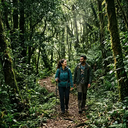 Exploring Lush Green Forest with South Asian Male and Middle-Eastern Female