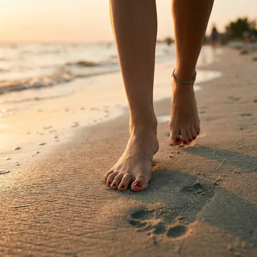Walking on the Beach at Golden Hour
