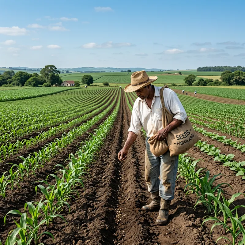 Vibrant Farmland: A Dedicated Farmer at Work Vibrant Farmland: A Dedicated Farmer at Work