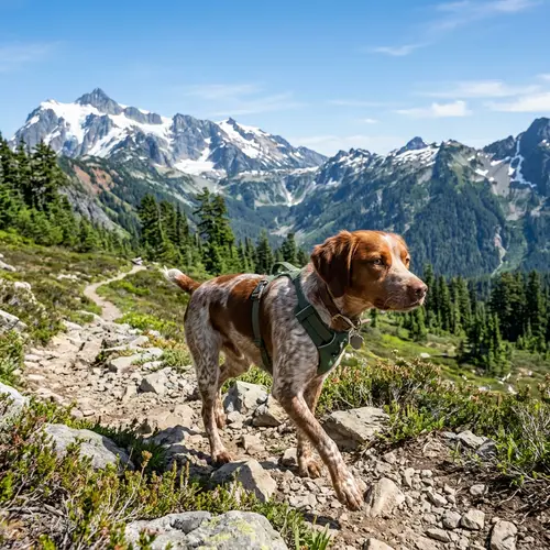 Brittany Spaniel German Pointer Mix: Mountain Wilderness Exploration