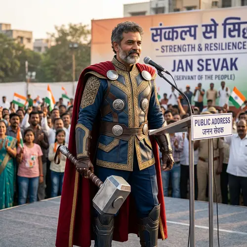 Narendra Modi as Indian Prime Minister dressed as superhero