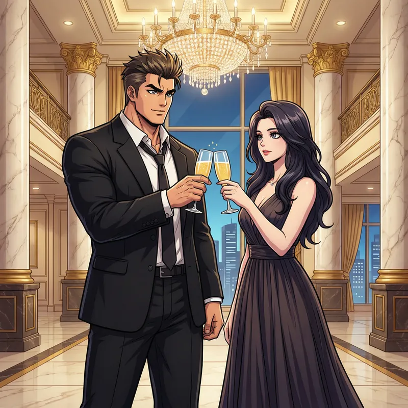 Anime Style: Ripped Man in Luxury Suit