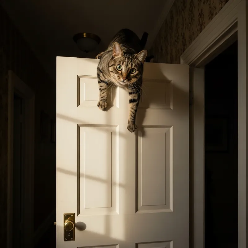 Adorable Cat on the Door