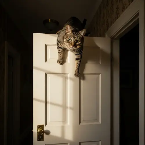 Adorable Cat on the Door