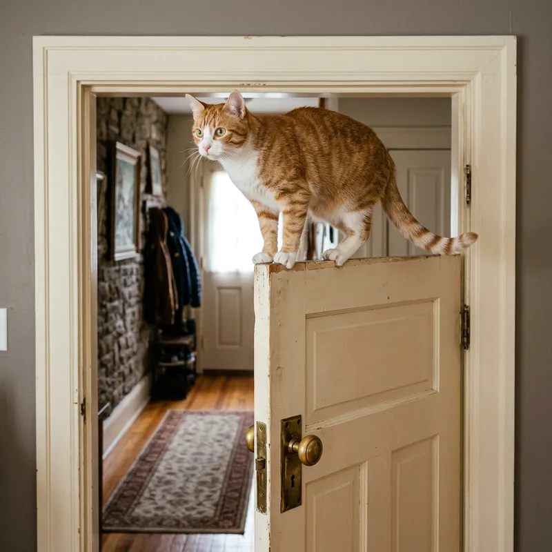 Adorable Cat on the Door