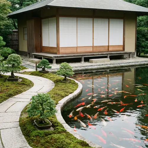 Zen Japanese Tea House in Serene Garden | Minimalist Scene