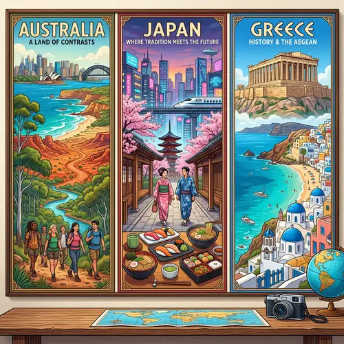 Recommended Countries: Australia, Japan, Greece - Discover Diverse Landscapes, Unique Cultures, Rich History