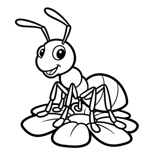 Playful Ant Coloring Page for Kids
