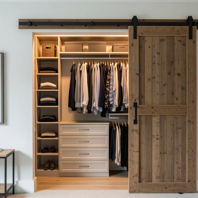Stylish 102-Inch Closet with Sliding Barn Door
