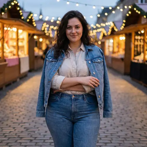 Confident Woman with Curvaceous Figure | Casual Outfit, Long Hair