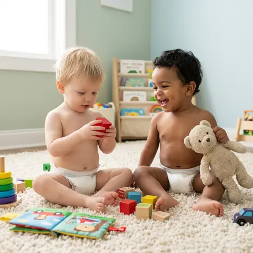 Adorable Boys in Diapers Playing Happily | Cute Kids Image