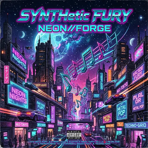Metal/Pop Synthwave Cyberpunk CD Cover Design