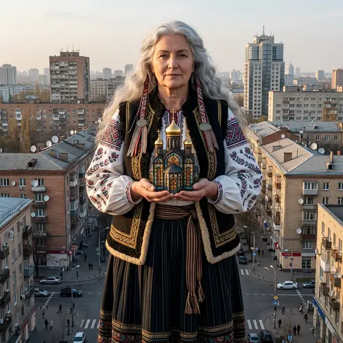 Giantess in Eastern-European Traditional Attire