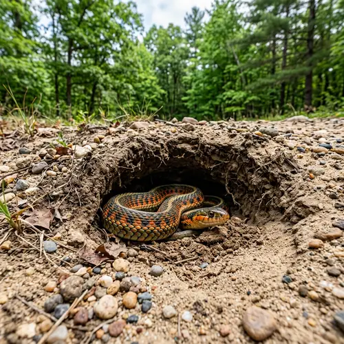 Vibrant Snake in Hole - Sandy Terrain View